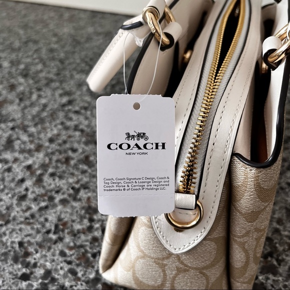 New  Coach Mini Lillie Carryall In Signature Canvas Bag/Leather/Cream/White - Picture 13 of 14